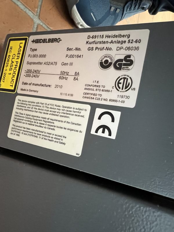Computer To plate Heidelberg Suprasetter A52-A74 – Image 2